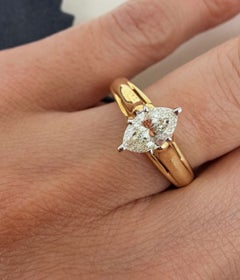 0.55ct Marquise Diamond "Love" Solitaire 14K Yellow Gold Vintage Engagement Ring