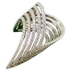 CERRONE 3.30ct Diamond Cluster Asymmetrical Chevron Design 18K White Gold Ring