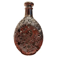 Carafe en verre et bouchon en argent sterling, de fabrication japonaise. En forme de bouteille « Dimple Haig »
