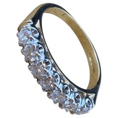 Seven-Stone “Dearest” Half-Hoop Diamond 9K Gold Ring, Handmade, English, c1970's