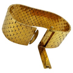 Gelenkarmband im Retro-Stil der 50er Jahre aus 18 Karat Gelbgold mit sechseckigen Waben-Gliedern im italienischen Design