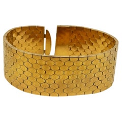 Gelenkarmband im Retro-Stil der 50er Jahre aus 18 Karat Gelbgold mit sechseckigen Waben-Gliedern im italienischen Design