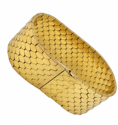 Bracelet rétro des années 50 articulé, en or jaune 18 carats, avec maillons hexagonaux en nid d'abeille de style italien