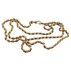 Antique Art-Deco 12K Solid Yellow Gold Fancy Belcher Link Rope Length 87cm Chain
