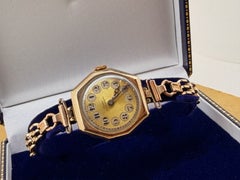 Art-Deco 1925 Rolex W&D 9K 375 Yellow Gold 25mm Hinged Octagon Case Ladies Watch