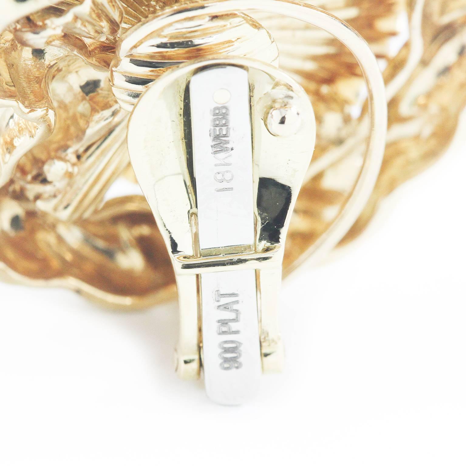 David Webb Ruby Diamond Gold Fan Earrings In New Condition For Sale In Los Angeles, CA