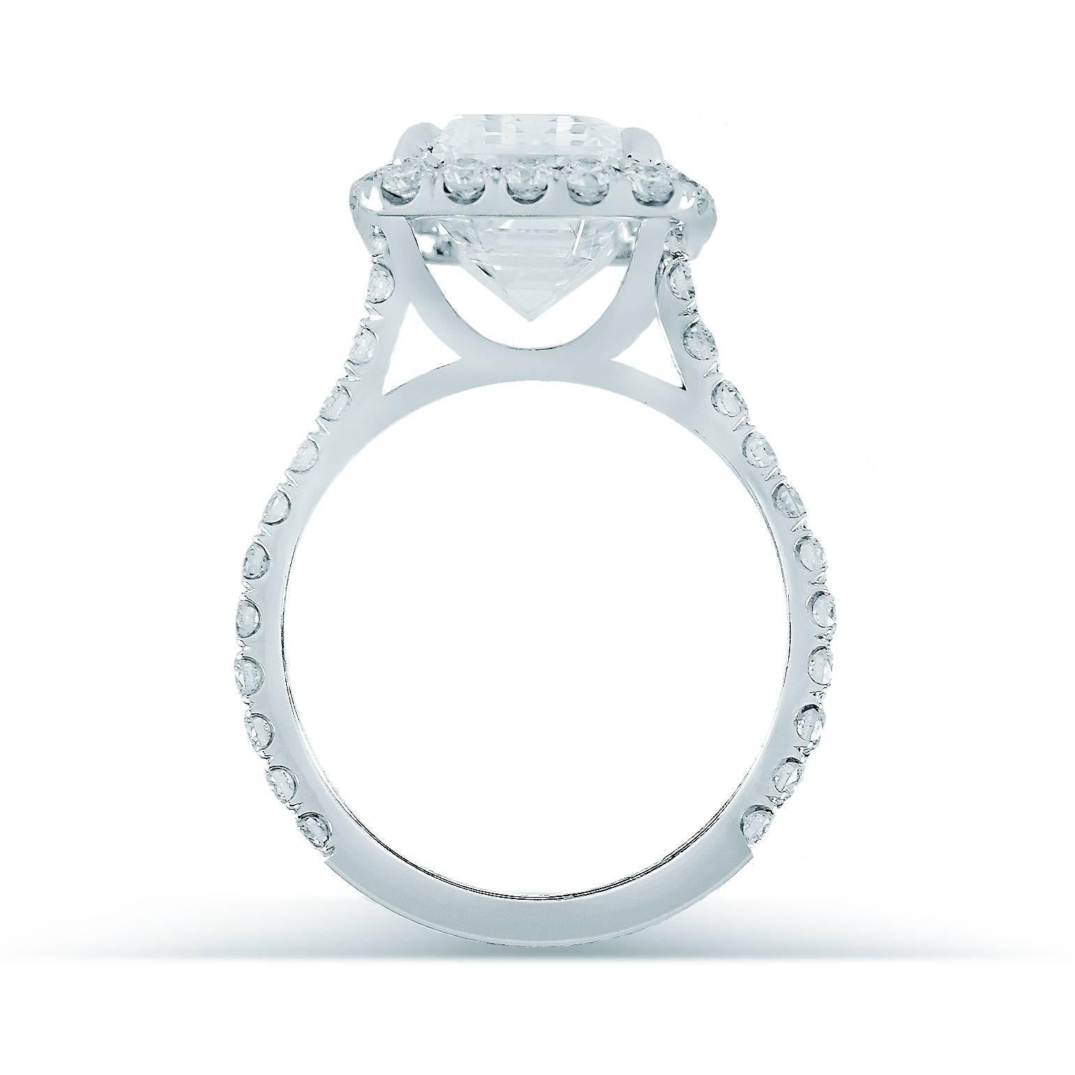 Modern 6.12ct Emerald Cut Halo Engagement Ring H/VS2 