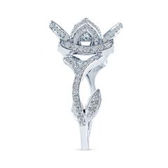 .74 Carat EGL Round Diamond Gold Flower Engagement Ring