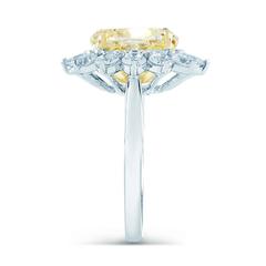 5.34 Carat GIA Oval Two Tone Platinum Yellow Gold Halo Flower Engagement Ring