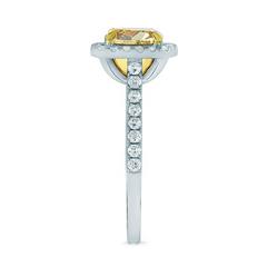 2.41 Carat GIA Fancy Cushion Cut Diamond Halo Gold Engagement Ring