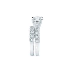 2.00 Carat GIA Cert Round Diamond Platinum Bridal Set