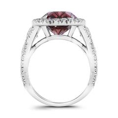 8.62 Carat Rose Zircon Diamond Halo French Pave Set Platinum Engagement Ring