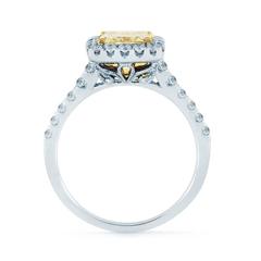 1.53 Carat EGL Certified Radiant Cut Fancy Yellow Diamond Halo Engagement Ring