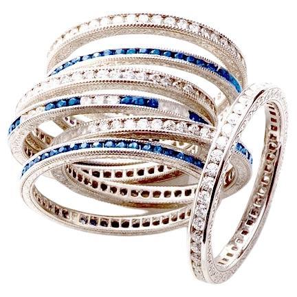 Eternity-Ring / 14k Weißgold / Blaue Saphire