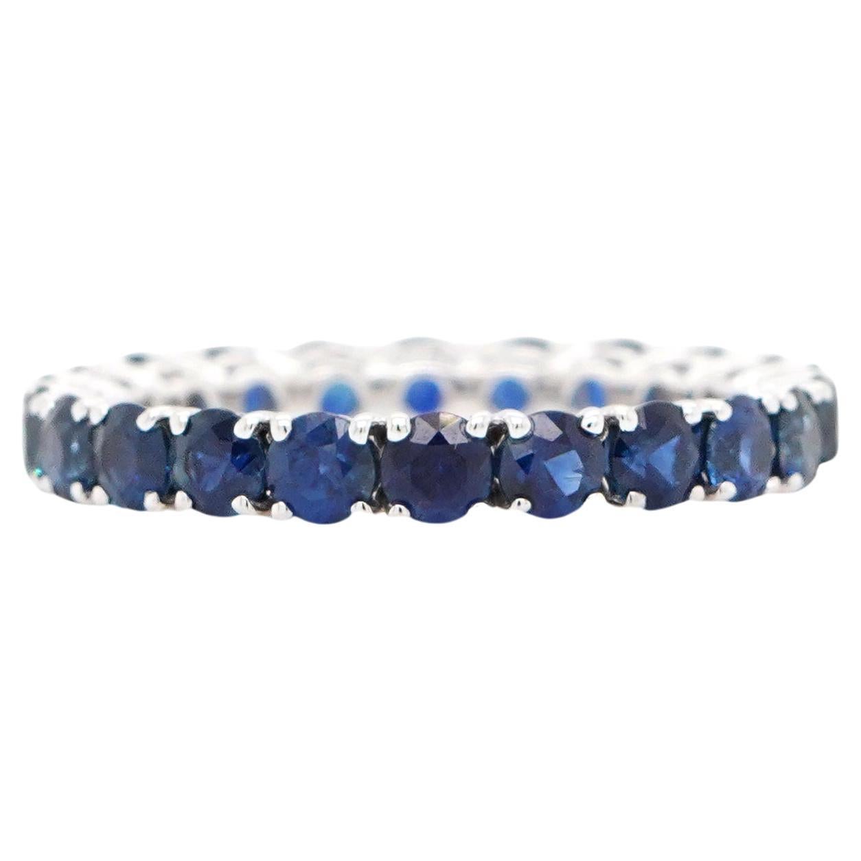 18K White Gold And Sapphire Eternity Band Ring 3.01 ct.
