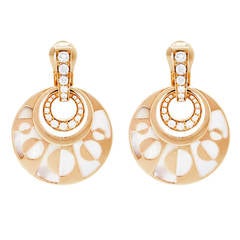 Bulgari Intarsio Gold Pendant Earrings