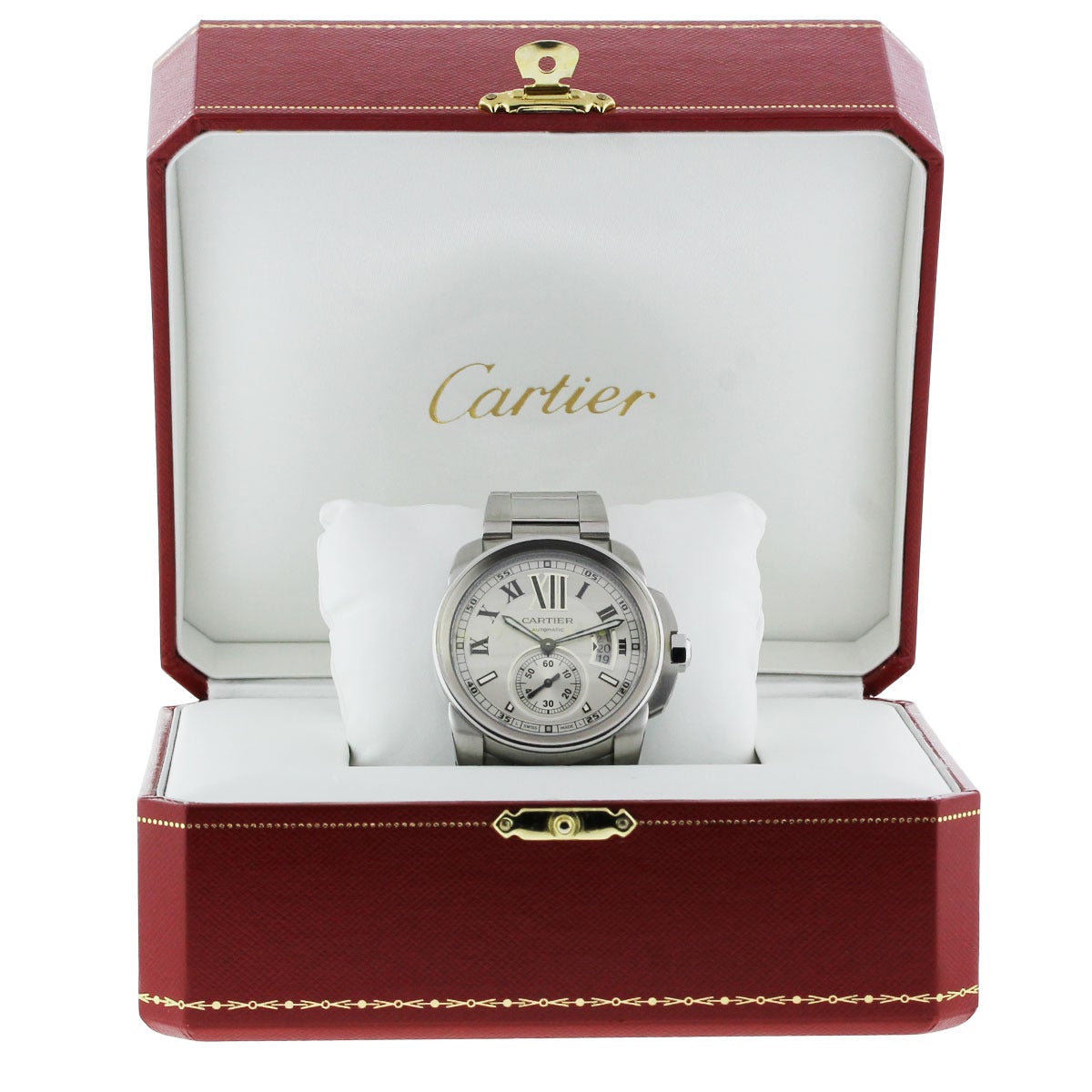 Cartier Stainless Steel Calibre Chronograph Wristwatch Ref 3389 3