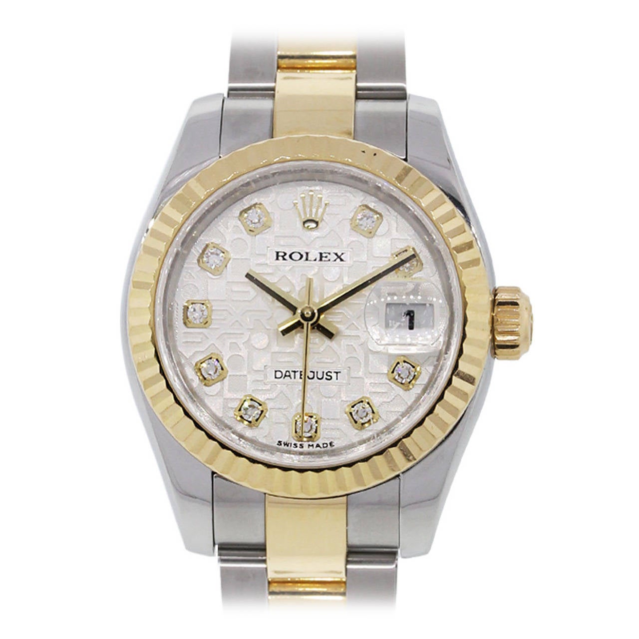 Rolex Stainless Steel Datejust Jubilee Diamond Dial Wristwatch Ref 179173