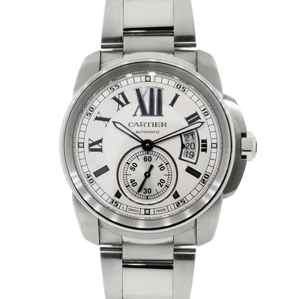 Cartier Stainless Steel Calibre Chronograph Wristwatch Ref 3389