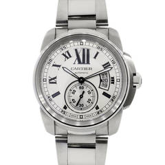 Cartier Stainless Steel Calibre Chronograph Wristwatch Ref 3389