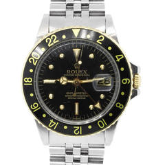 Rolex Stainless Steel GMT Master Two Tone Black Dial Wristwatch Ref 1675 10