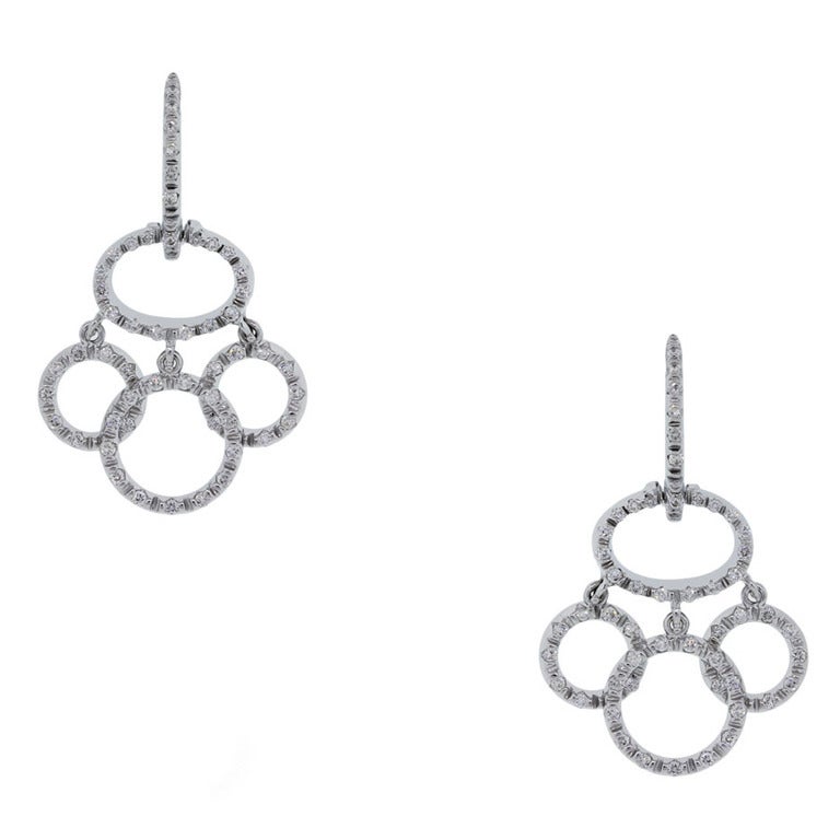 Roberto Coin Multi Circle Diamond Gold Dangle Earrings