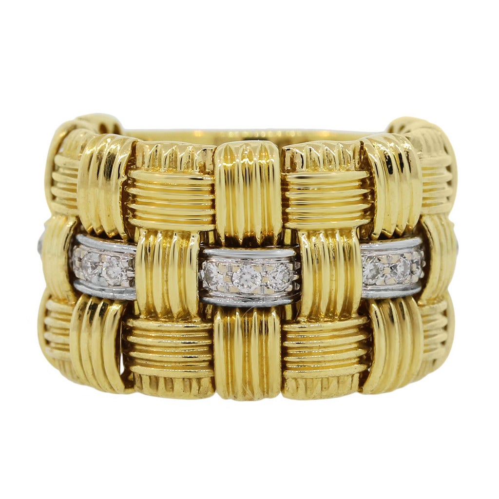 Roberto Coin Appassionata Diamond Woven Gold Ring