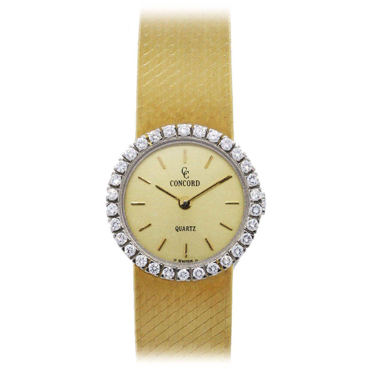 Concord Montre-bracelet pour femme en or jaune avec quartz et lunette en diamants
