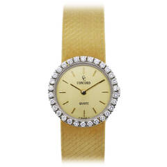 Retro Concord Lady's Yellow Gold Diamond Bezel Quartz Wristwatch