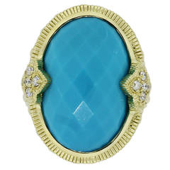 Judith Ripka Turquoise Diamond Gold Ring