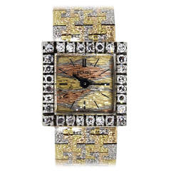 Piaget Lady's Rose Gold Tricolor Diamond Bezel Wristwatch