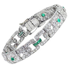 Emerald Diamond Platinum Ladies Bracelet