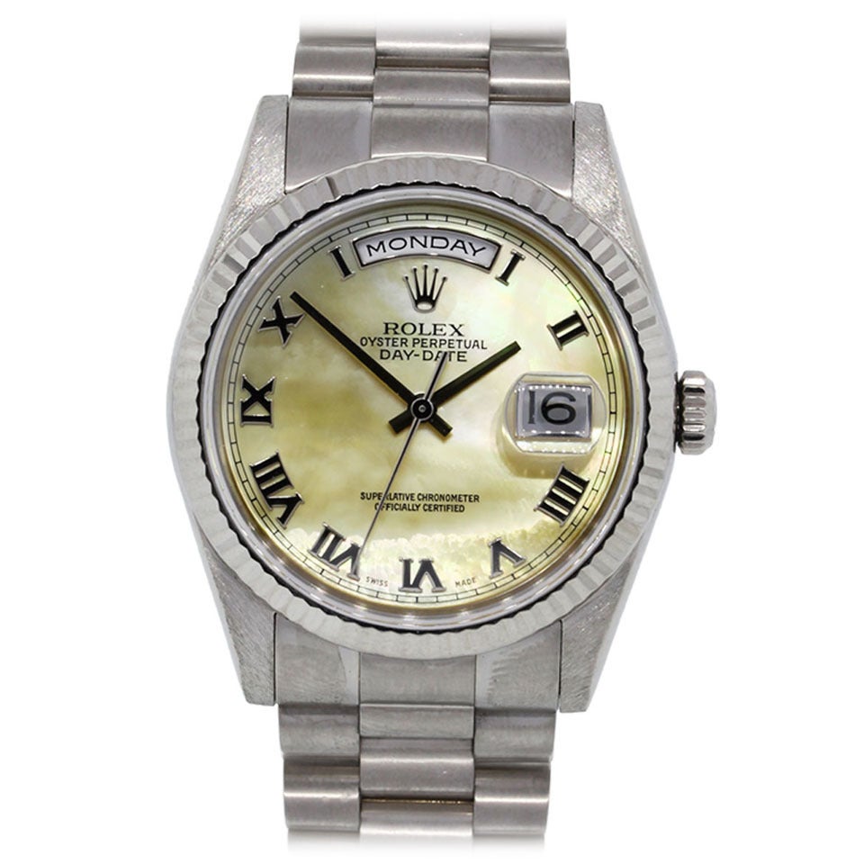 Rolex White Gold Oyster Perpetual Day-Date Wristwatch Ref 118239