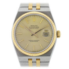 Retro Rolex Yellow Gold Stainless Steel Oyster Quartz Datejust Wristwatch Ref 17013