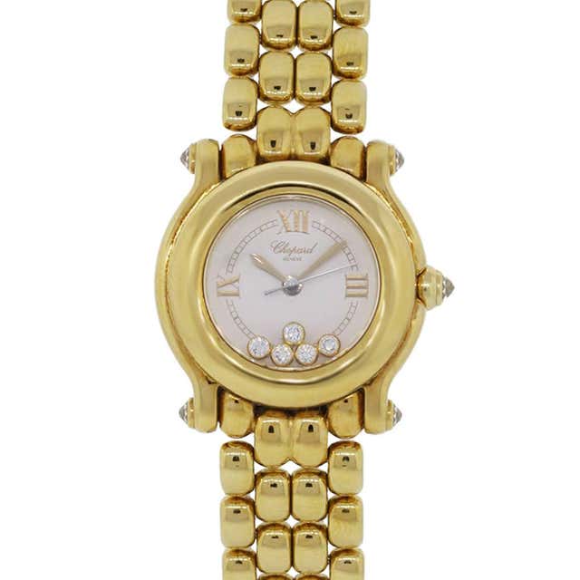 Chopard Lady's Yellow Gold Diamond Happy Sport Quartz Wristwatch at 1stDibs