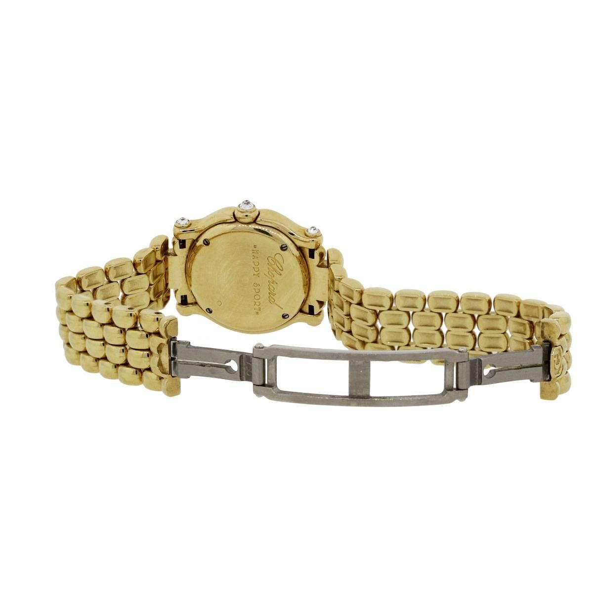 Chopard Lady's Yellow Gold Diamond Happy Sport Quartz Wristwatch In Excellent Condition In Boca Raton, FL