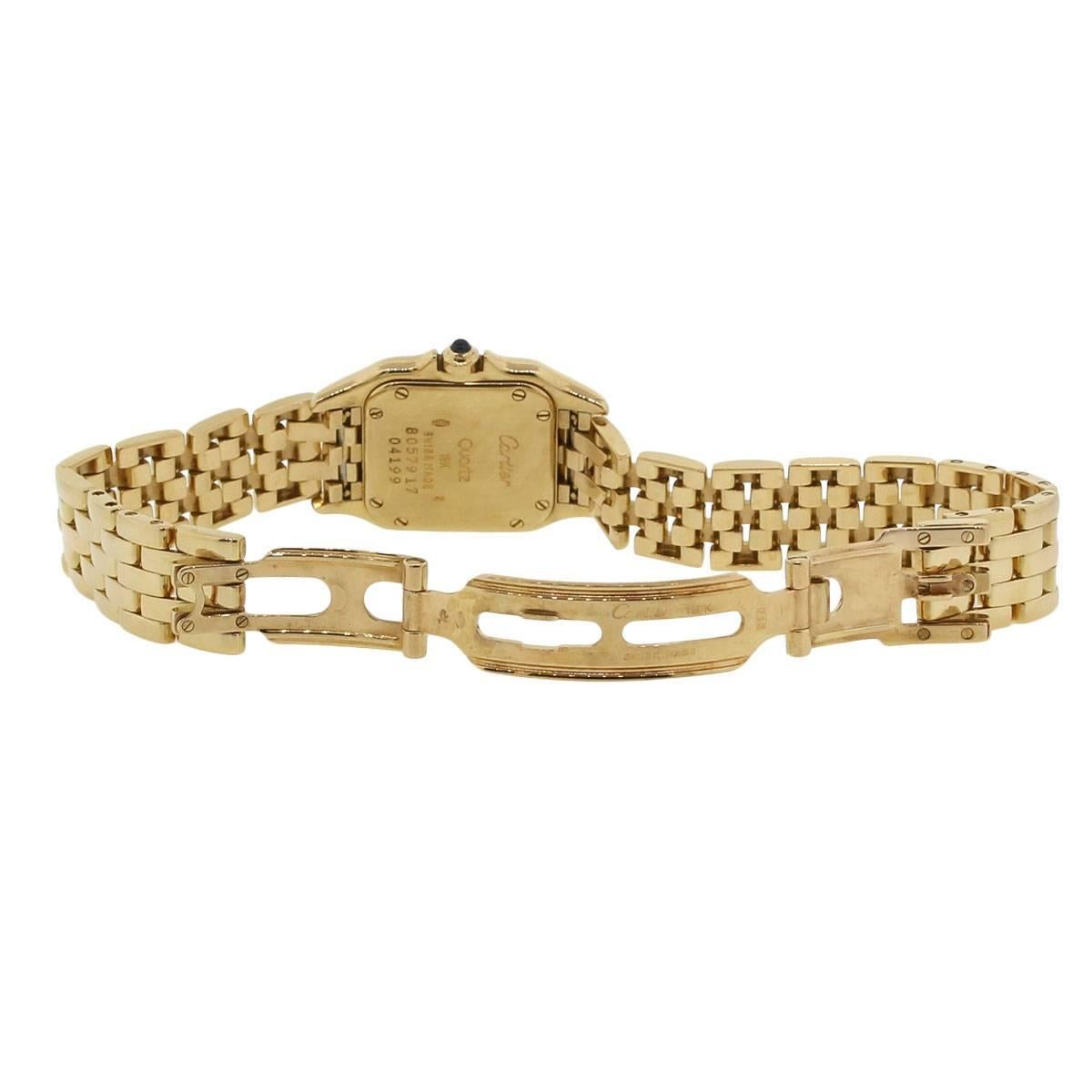 Women's Cartier Yellow Gold Diamond Bezel White Dial Quartz Panther Wristwatch