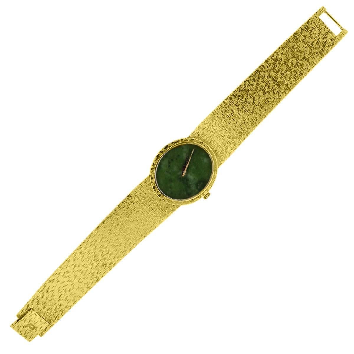 Women's Piaget Ladies Yellow Gold Jade Stone Manual Dial Wristwatch