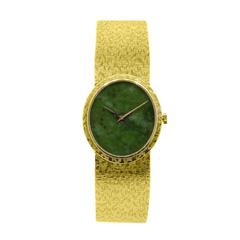 Piaget Ladies Yellow Gold Jade Stone Manual Dial Wristwatch