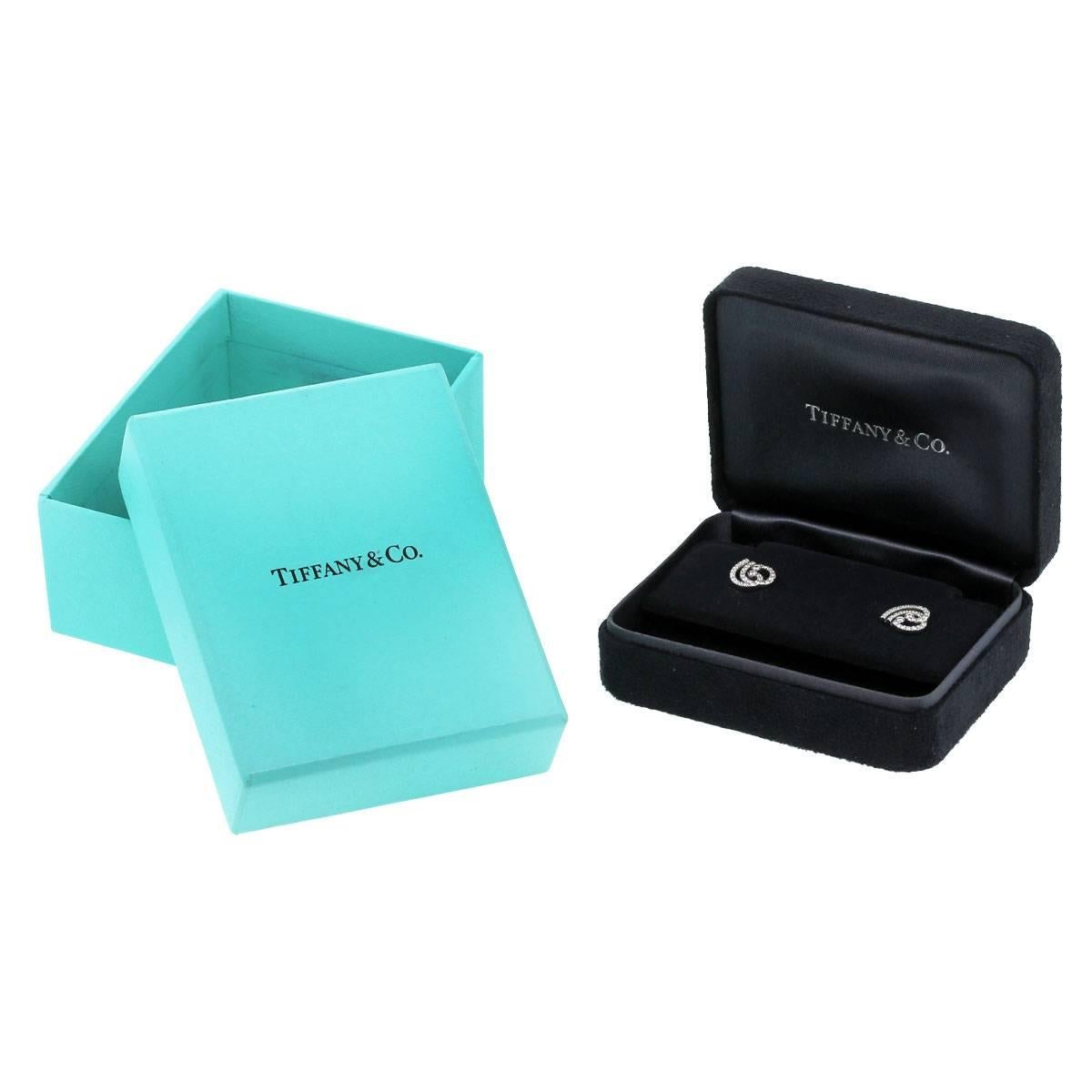Tiffany & Co. Diamond Platinum Heart Earrings In Excellent Condition In Boca Raton, FL