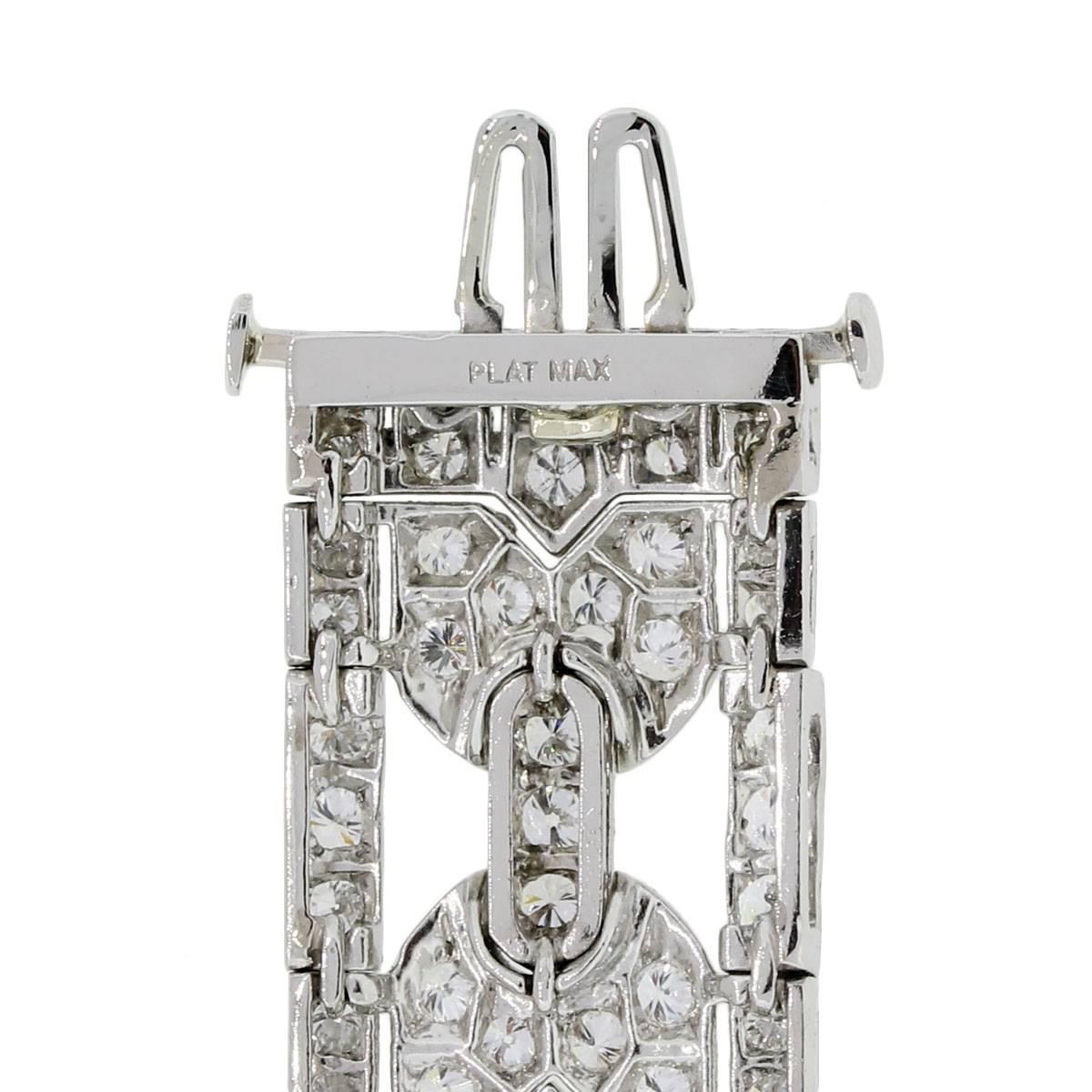 7.25ct Art Deco Diamond Platinum Bracelet in Stock In Excellent Condition For Sale In Boca Raton, FL