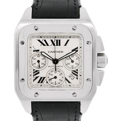Cartier Santos 100 XL Montre-bracelet automatique à cadran chronographe en acier inoxydable