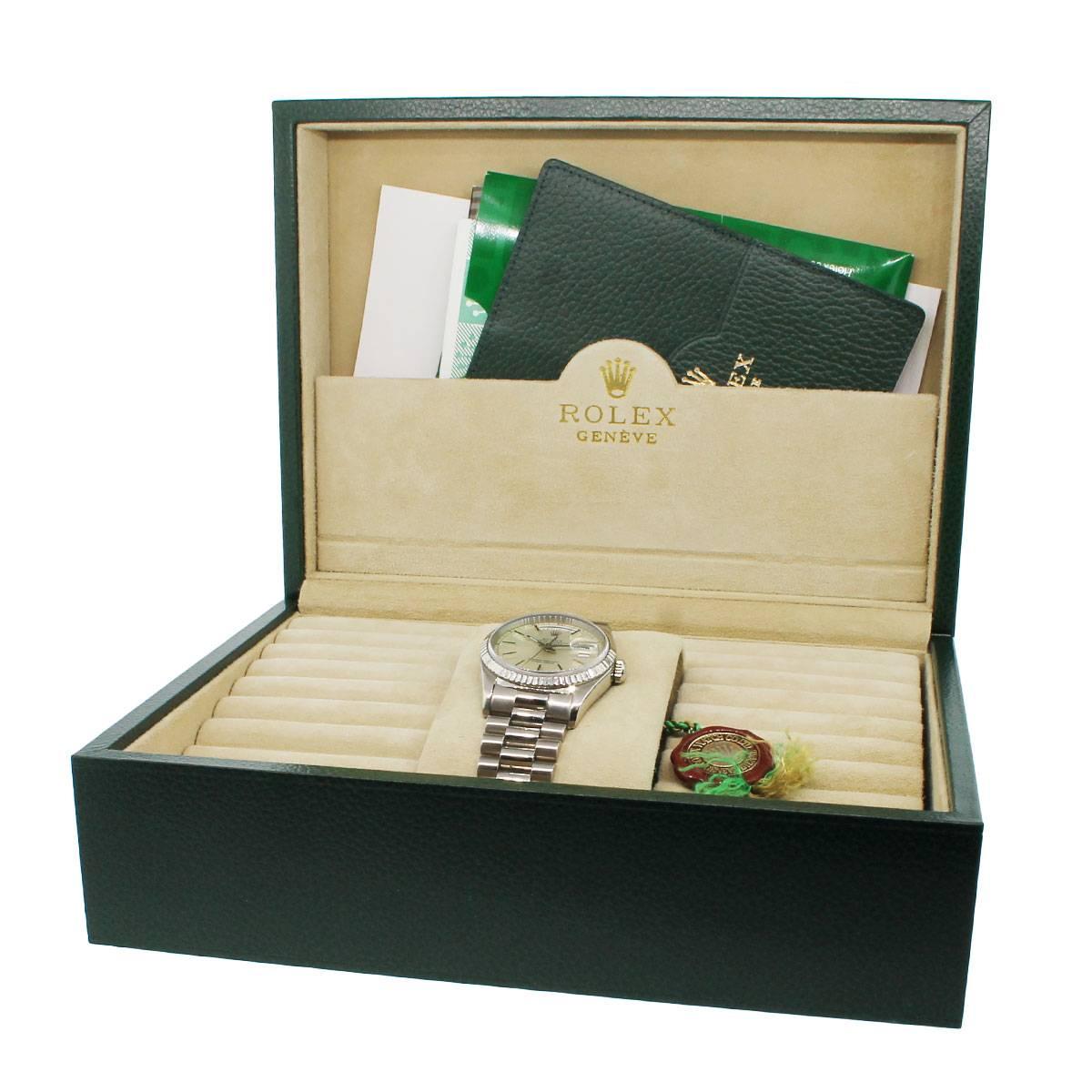 Rolex White Gold Day Date Presidential Wristwatch Ref 18239 1