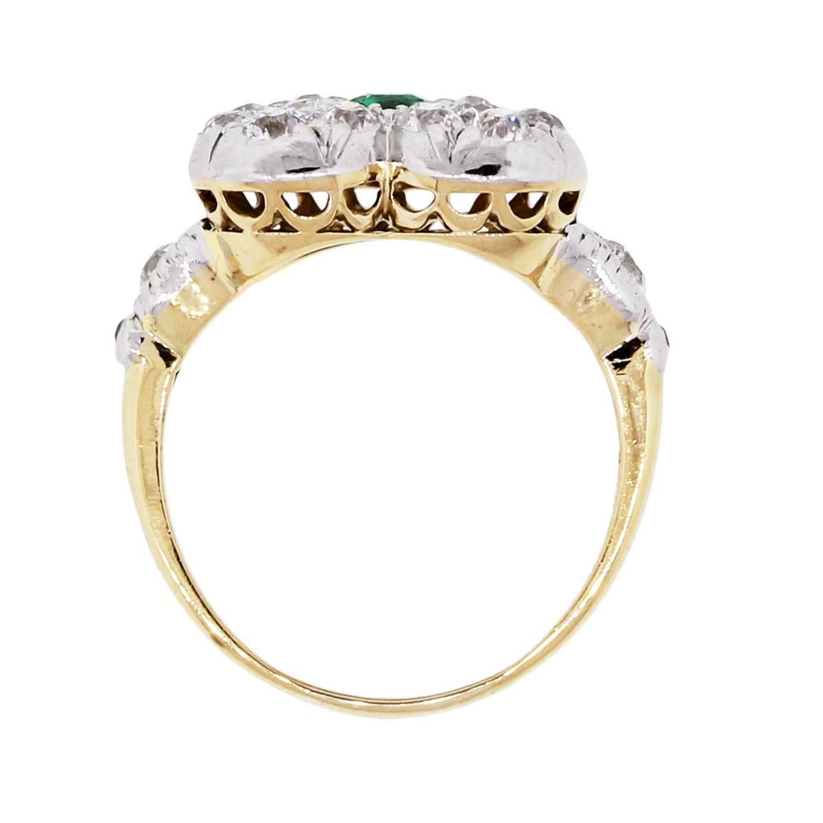 Tiffany & Co. Emerald Diamond Gold Platinum Heart Ring In Excellent Condition In Boca Raton, FL