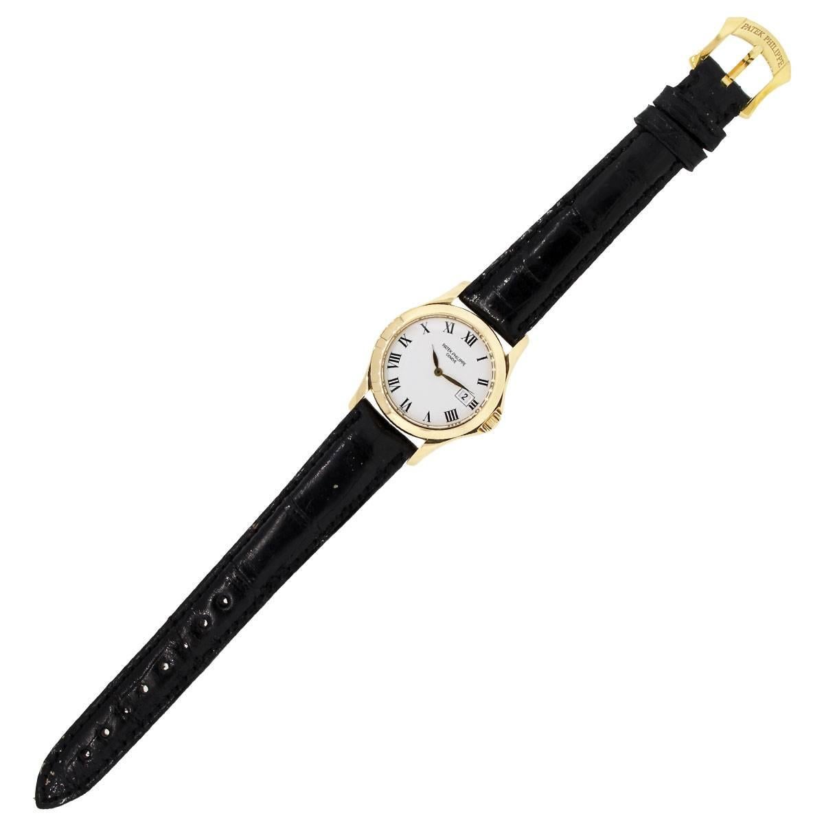 Patek Philippe Lady's Yellow Gold Calatrava Quartz Wristwatch Ref 4906J-001  In Excellent Condition In Boca Raton, FL