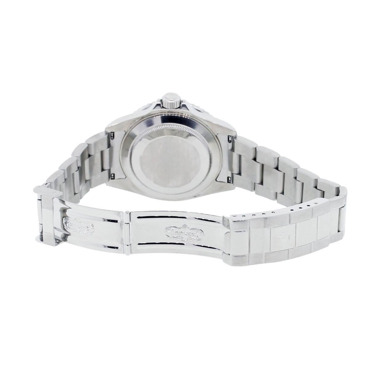 Men's Rolex Stainless Steel Submariner Green Bezel Black Dial Wristwatch Ref 16610LV