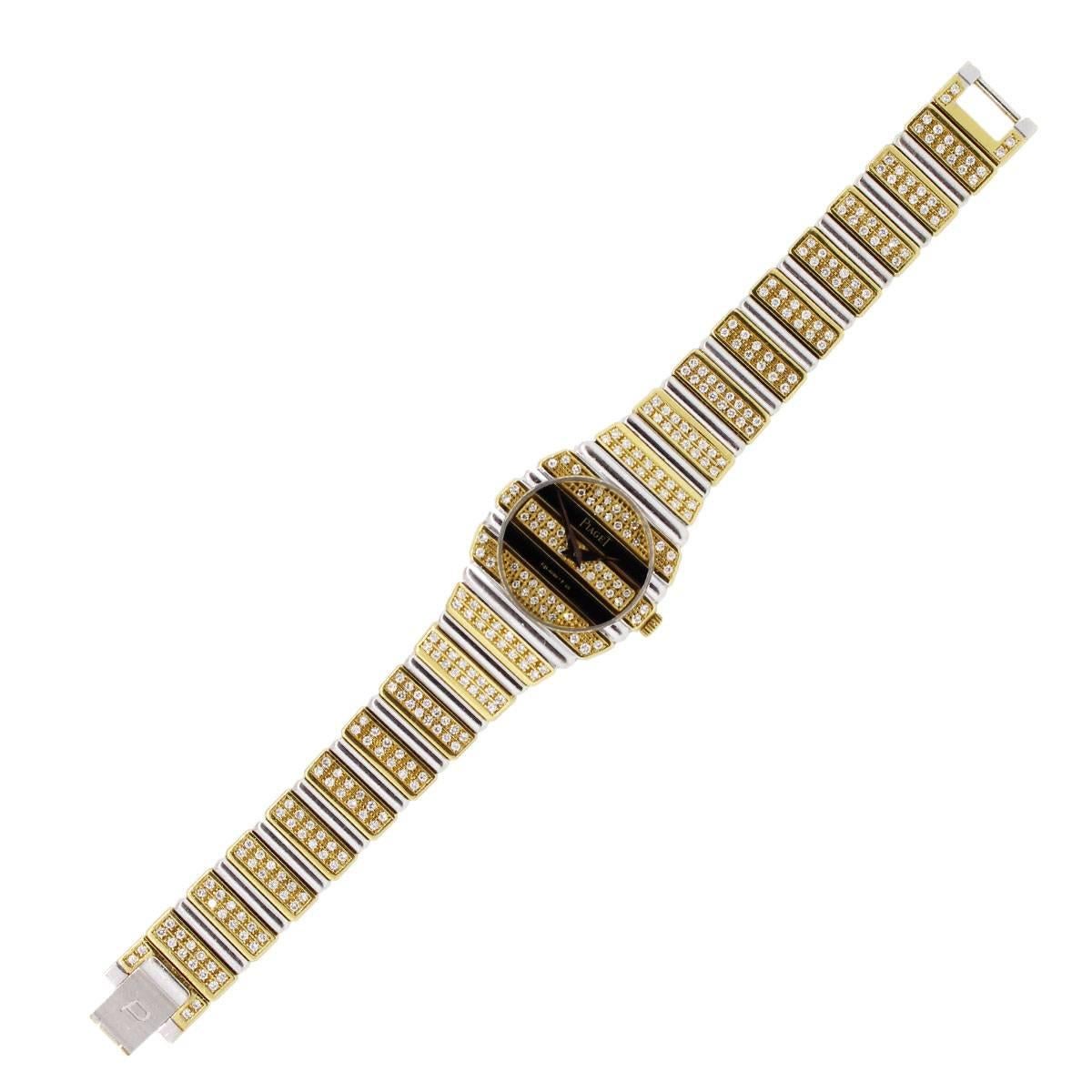 Piaget Lady's Yellow and White Gold Diamond Quartz Wristwatch In Excellent Condition In Boca Raton, FL