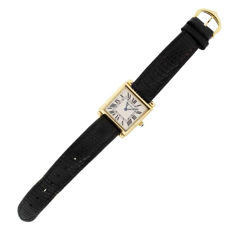 Cartier Yellow Gold Tank 1630 Obus Quartz Wristwatch at 1stDibs