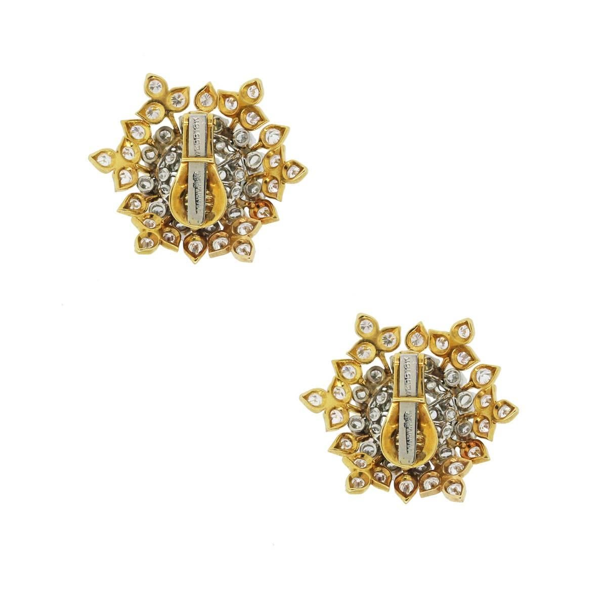 David Webb Diamond Gold Earrings In Excellent Condition In Boca Raton, FL