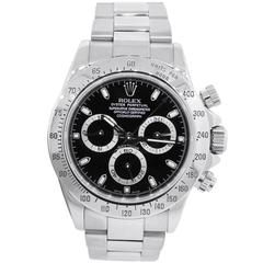 Rolex Stainless Steel Daytona Black Cosmograph Dial Automatic Wristwatch